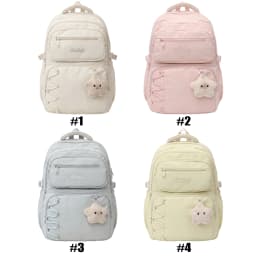 Young Women Aesthetic Backpack Korean Style Nylon Bag Multi-Compartment Travel Pack