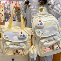 Contrast color desihngirls backpack Good lookingandlargecapacityschool backpack for girls Pain bag tote bagforwomenAgiftforagirl