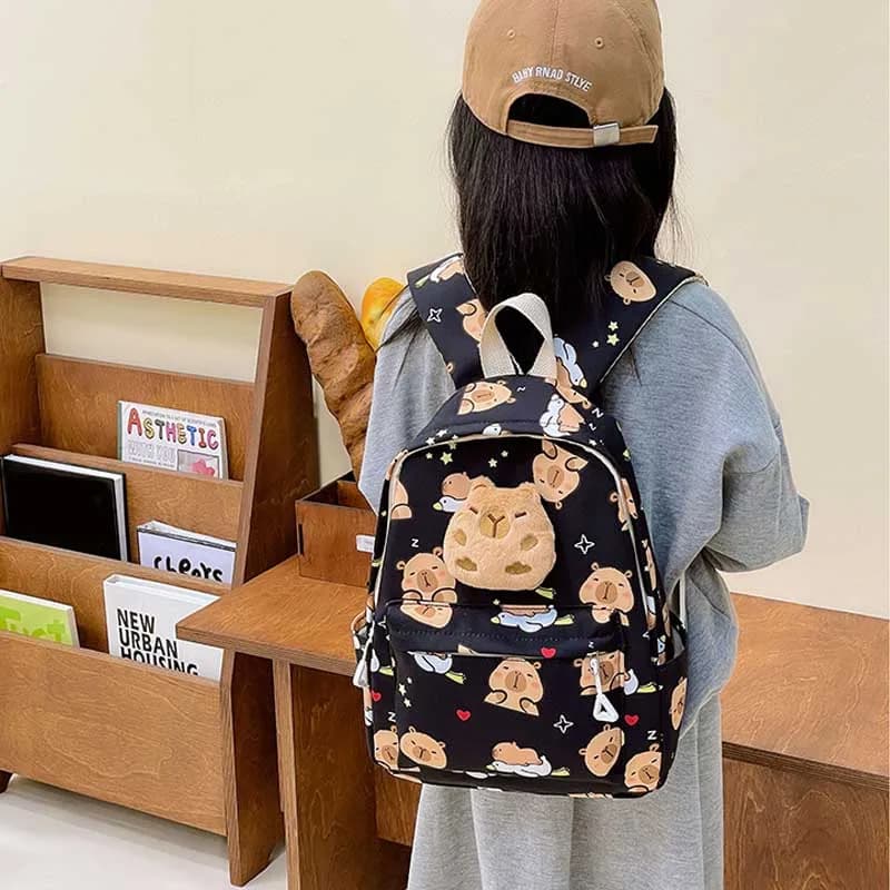 Cute Cartoon Capybara Backpack Plush Large Capacity School Bags Simple Pattern Book Bag Kawaii GirlSchool Backpack Mochila Mujer