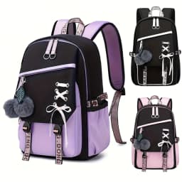 Teenagers Cute Schoolbag Shoulder Backpack Nylon Fabric Girls, Large Capacity Splash-Proof