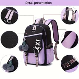 Teenagers Cute Schoolbag Shoulder Backpack Nylon Fabric Girls, Large Capacity Splash-Proof