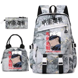 Jujutsu Kaisen Anime Print School Bag Set 3Pcs Backpack Lunch Bag Pencil Case for Girls Lightweight Casual Daypack
