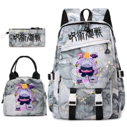 Jujutsu Kaisen Anime Print School Bag Set 3Pcs Backpack Lunch Bag Pencil Case for Girls Lightweight Casual Daypack