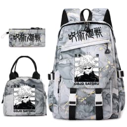 Jujutsu Kaisen Anime Print School Bag Set 3Pcs Backpack Lunch Bag Pencil Case for Girls Lightweight Casual Daypack