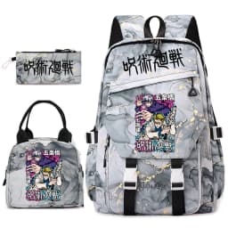 Jujutsu Kaisen Anime Print School Bag Set 3Pcs Backpack Lunch Bag Pencil Case for Girls Lightweight Casual Daypack