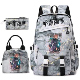 Jujutsu Kaisen Anime Print School Bag Set 3Pcs Backpack Lunch Bag Pencil Case for Girls Lightweight Casual Daypack