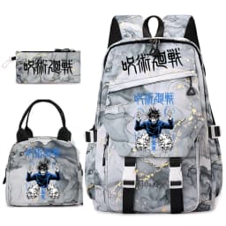 Jujutsu Kaisen Anime Print School Bag Set 3Pcs Backpack Lunch Bag Pencil Case for Girls Lightweight Casual Daypack