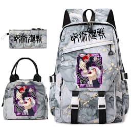 Jujutsu Kaisen Anime Print School Bag Set 3Pcs Backpack Lunch Bag Pencil Case for Girls Lightweight Casual Daypack