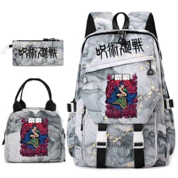 Jujutsu Kaisen Anime Print School Bag Set 3Pcs Backpack Lunch Bag Pencil Case for Girls Lightweight Casual Daypack