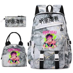 Jujutsu Kaisen Anime Print School Bag Set 3Pcs Backpack Lunch Bag Pencil Case for Girls Lightweight Casual Daypack