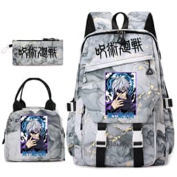 Jujutsu Kaisen Anime Print School Bag Set 3Pcs Backpack Lunch Bag Pencil Case for Girls Lightweight Casual Daypack