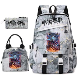 Jujutsu Kaisen Anime Print School Bag Set 3Pcs Backpack Lunch Bag Pencil Case for Girls Lightweight Casual Daypack