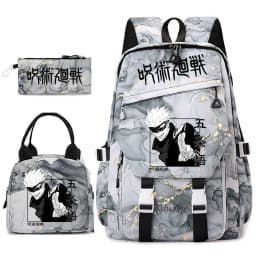 Jujutsu Kaisen Anime Print School Bag Set 3Pcs Backpack Lunch Bag Pencil Case for Girls Lightweight Casual Daypack