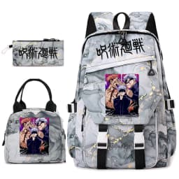 Jujutsu Kaisen Anime Print School Bag Set 3Pcs Backpack Lunch Bag Pencil Case for Girls Lightweight Casual Daypack