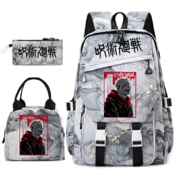 Jujutsu Kaisen Anime Print School Bag Set 3Pcs Backpack Lunch Bag Pencil Case for Girls Lightweight Casual Daypack