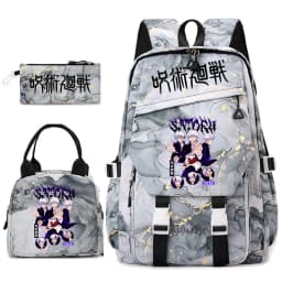 Jujutsu Kaisen Anime Print School Bag Set 3Pcs Backpack Lunch Bag Pencil Case for Girls Lightweight Casual Daypack