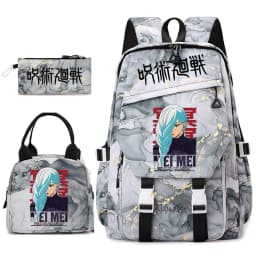 Jujutsu Kaisen Anime Print School Bag Set 3Pcs Backpack Lunch Bag Pencil Case for Girls Lightweight Casual Daypack