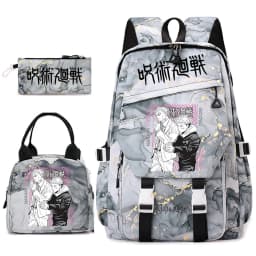 Jujutsu Kaisen Anime Print School Bag Set 3Pcs Backpack Lunch Bag Pencil Case for Girls Lightweight Casual Daypack