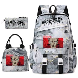 Jujutsu Kaisen Anime Print School Bag Set 3Pcs Backpack Lunch Bag Pencil Case for Girls Lightweight Casual Daypack