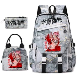 Jujutsu Kaisen Anime Print School Bag Set 3Pcs Backpack Lunch Bag Pencil Case for Girls Lightweight Casual Daypack