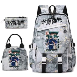 Jujutsu Kaisen Anime Print School Bag Set 3Pcs Backpack Lunch Bag Pencil Case for Girls Lightweight Casual Daypack