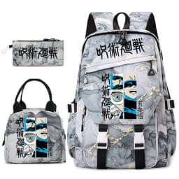 Jujutsu Kaisen Anime Print School Bag Set 3Pcs Backpack Lunch Bag Pencil Case for Girls Lightweight Casual Daypack