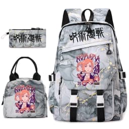Jujutsu Kaisen Anime Print School Bag Set 3Pcs Backpack Lunch Bag Pencil Case for Girls Lightweight Casual Daypack