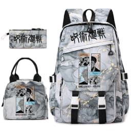 Jujutsu Kaisen Anime Print School Bag Set 3Pcs Backpack Lunch Bag Pencil Case for Girls Lightweight Casual Daypack