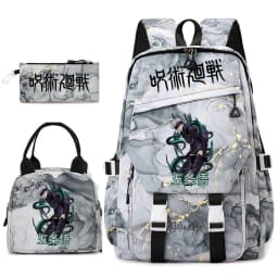 Jujutsu Kaisen Anime Print School Bag Set 3Pcs Backpack Lunch Bag Pencil Case for Girls Lightweight Casual Daypack
