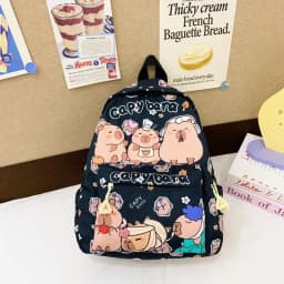 2025 Trend Large Capacity Capybara Book Bag Girl Nylon Backpack Kawaii Cartoon Student School Bag Cute College Backpack mochila