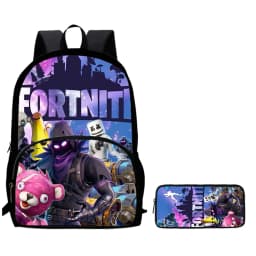 2Pcs Kids School Bag Set FORTNITE Cartoon, Lightweight & Durable Backpack and Pencil Bag with Front Pocket, Boys & Girls 5-10