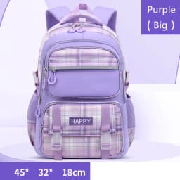 purple school bags for kids plaid book bag pink waterproof School backpacks for girls large capacity backpack with many pockets