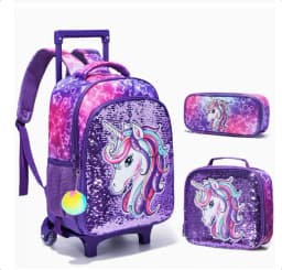Primary School Student School Trolley Bags Set with Lunch Bag Pen bag Travel Trolley Bag for Girls Rolling Luggage Suitcase
