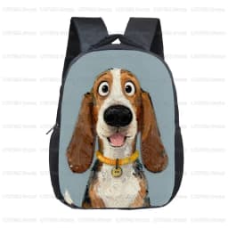 12 Inch Cute Gentleman Dog with Coffee Toddler Backpack for 2‑4 Years Old Kids School Bag Children Outdoor Travel Small Rucksack