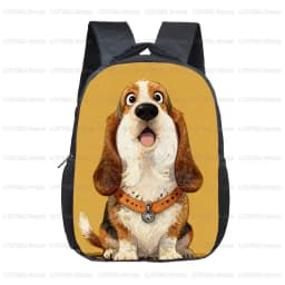 12 Inch Cute Gentleman Dog with Coffee Toddler Backpack for 2‑4 Years Old Kids School Bag Children Outdoor Travel Small Rucksack