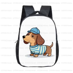 12 Inch Cute Gentleman Dog with Coffee Toddler Backpack for 2‑4 Years Old Kids School Bag Children Outdoor Travel Small Rucksack