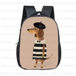 12 Inch Cute Gentleman Dog with Coffee Toddler Backpack for 2‑4 Years Old Kids School Bag Children Outdoor Travel Small Rucksack