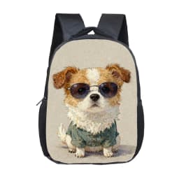 12 Inch Cute Gentleman Dog with Coffee Toddler Backpack for 2‑4 Years Old Kids School Bag Children Outdoor Travel Small Rucksack