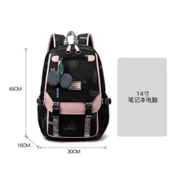 Large School Bags for Teenage Girls Canvas Schoolbag Student Book Bag Fashion Black Pink Teen School Backpack