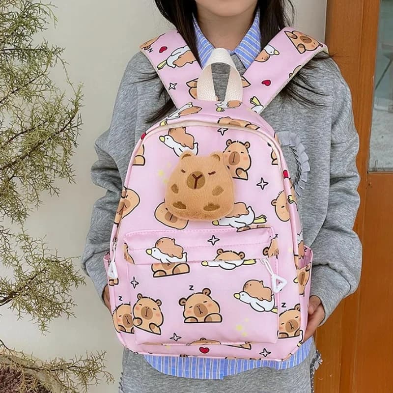 Cute Cartoon Capybara Backpack Plush Large Capacity School Bags Simple Pattern Book Bag Kawaii GirlSchool Backpack Mochila Mujer