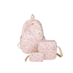 Korean Fashion Bow Print Women Fashion Backpack Simple Student Schoolbag college student backpack Set Three-Piece