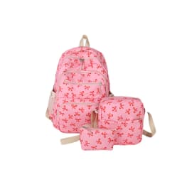 Korean Fashion Bow Print Women Fashion Backpack Simple Student Schoolbag college student backpack Set Three-Piece