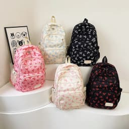 Korean Fashion Bow Print Women Fashion Backpack Simple Student Schoolbag college student backpack Set Three-Piece