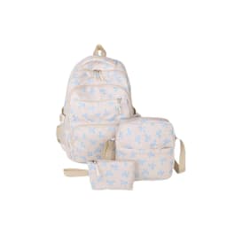 Korean Fashion Bow Print Women Fashion Backpack Simple Student Schoolbag college student backpack Set Three-Piece