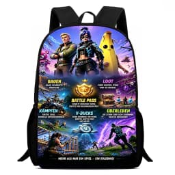 Large Capacity 15" Fortnite Cartoon Backpack, Unisex Boys & Girls Age 6-14 Printed Spacious Student School Bag