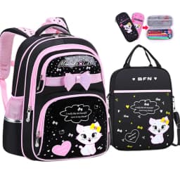 New Korean Primary PU leather School Bag 2020 Fashion Cute Girls With Cute Cat Orthopaedic Waterproof Backpack