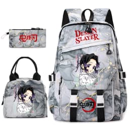 Demon Slayer Anime Backpack Set for Girls Demon Slayer 3Pcs School Bag Lunch Kit Pouch
