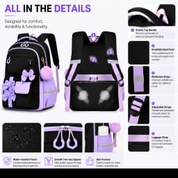 3pcs/set fashion backpack for school Girls Cute School Backpack with Lunch Bag Pencil Case Primary Middle School Student Bookbag