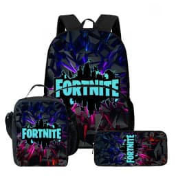 Fortnite Cartoon 3Pcs School Bag Set Unisex for Boys Girls, Backpack with Front Pocket, Lunch Bag and Pencil Case Best Gift