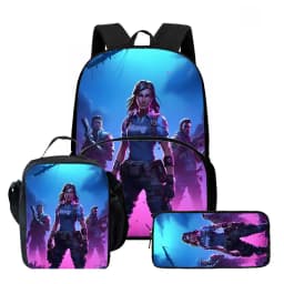 Fortnite Cartoon 3Pcs School Bag Set Unisex for Boys Girls, Backpack with Front Pocket, Lunch Bag and Pencil Case Best Gift